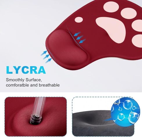 Cat Paw Mouse Pad Wrist Support-3D Cute Mouse Wrist pad with Gel Filled, Ergonomics Game Small Mouse Mat with Comfortable Surface and Non-Slip Base for Office Gift (9x7.6x0.65inch) (Purple) in Kuwait