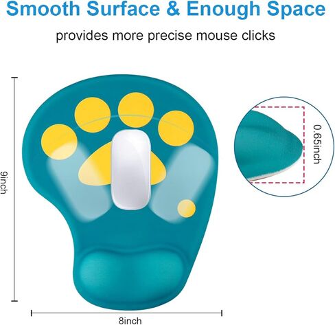 Cat Paw Mouse Pad Wrist Support-3D Cute Mouse Wrist pad with Gel Filled, Ergonomics Game Small Mouse Mat with Comfortable Surface and Non-Slip Base for Office Gift (9x7.6x0.65inch) (Purple) in Kuwait