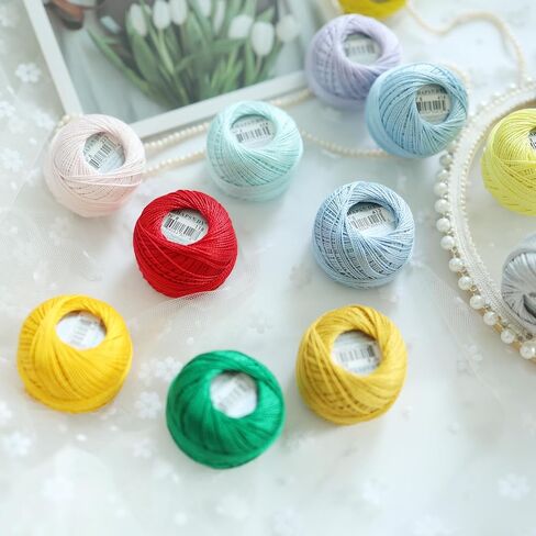 Rhapsody 12 Balls Set Pearl Cotton Thread Size 8# Crochet Thread Egyptian Cotton Embroidery Hand Knitting, Embroidery, Cross-Stitch, Sewing, Needlepoint, DIY, Quilting (Set Almond Delight) in Saudi Arabia