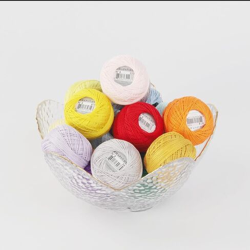 Rhapsody 12 Balls Set Pearl Cotton Thread Size 8# Crochet Thread Egyptian Cotton Embroidery Hand Knitting, Embroidery, Cross-Stitch, Sewing, Needlepoint, DIY, Quilting (Set Almond Delight) in Saudi Arabia