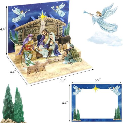 ceiba tree 8Pcs Nativity Christmas Pop Up Cards Holiday Notecards Religious Christian Greeting Cards with Envelopes in Saudi Arabia