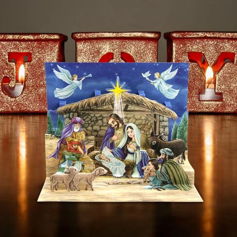 ceiba tree 8Pcs Nativity Christmas Pop Up Cards Holiday Notecards Religious Christian Greeting Cards with Envelopes in Saudi Arabia
