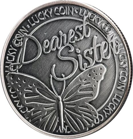 عملة فضية قديمة محظوظة مع فراشة وبرسيم بأربع أوراق للأخت العزيزة in Kuwait