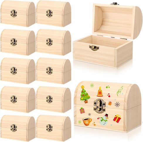 20 قطعة صندوق خشبي غير مكتمل صندوق كنز خشبي مع غطاء مفصلي صغير 4.7 × 3.5 × 3.1 بوصة صندوق كنز لتخزين المجوهرات DIY مصنوعات خشبية غير مكتملة لعيد الشكر وعيد الميلاد (الخشب) in Kuwait