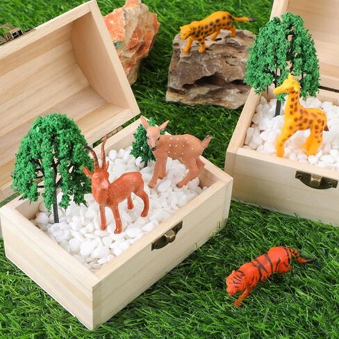 20 قطعة صندوق خشبي غير مكتمل صندوق كنز خشبي مع غطاء مفصلي صغير 4.7 × 3.5 × 3.1 بوصة صندوق كنز لتخزين المجوهرات DIY مصنوعات خشبية غير مكتملة لعيد الشكر وعيد الميلاد (الخشب) in Kuwait