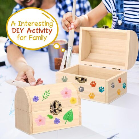 20 قطعة صندوق خشبي غير مكتمل صندوق كنز خشبي مع غطاء مفصلي صغير 4.7 × 3.5 × 3.1 بوصة صندوق كنز لتخزين المجوهرات DIY مصنوعات خشبية غير مكتملة لعيد الشكر وعيد الميلاد (الخشب) in Kuwait