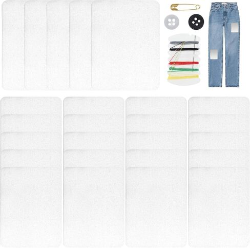 Giantree 25Pcs Iron-On Patches with Sewing Kit, 4.92 x 3.74 Inch Cotton Iron-on Patches Jeans Patches for Ironing Inside Adhesive Repair Patches for Repair Clothing Children and Adults (Black) in Saudi Arabia