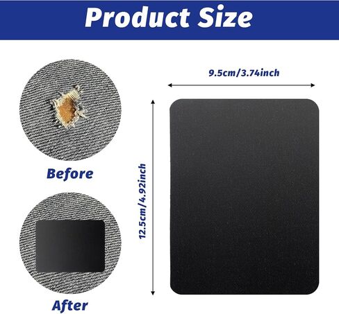 Giantree 25Pcs Iron-On Patches with Sewing Kit, 4.92 x 3.74 Inch Cotton Iron-on Patches Jeans Patches for Ironing Inside Adhesive Repair Patches for Repair Clothing Children and Adults (Black) in Saudi Arabia