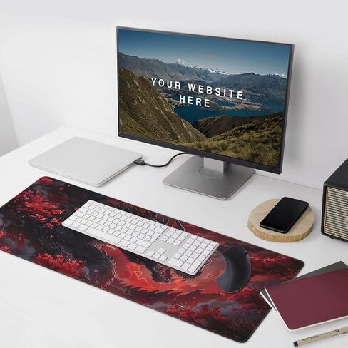 Dark Black Dragon Cherry Blossoms Mousepad Extended Large Gaming Mouse Pad XXL Oversized Desk Pad, 35.5 X 16 Inch in Saudi Arabia
