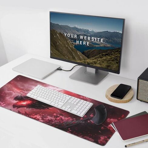 Dark Black Dragon Cherry Blossoms Mousepad Extended Large Gaming Mouse Pad XXL Oversized Desk Pad, 35.5 X 16 Inch in Saudi Arabia