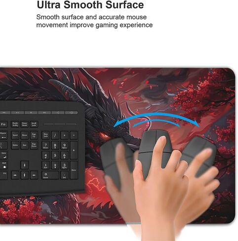Dark Black Dragon Cherry Blossoms Mousepad Extended Large Gaming Mouse Pad XXL Oversized Desk Pad, 35.5 X 16 Inch in Saudi Arabia