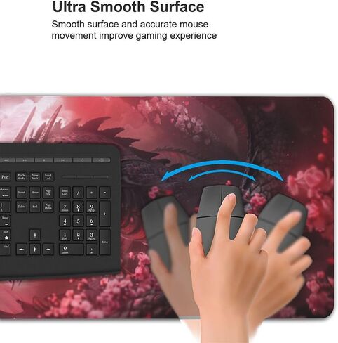 Dark Black Dragon Cherry Blossoms Mousepad Extended Large Gaming Mouse Pad XXL Oversized Desk Pad, 35.5 X 16 Inch in Saudi Arabia