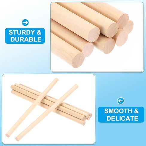 PATIKIL 7/9x5.91inch Wooden Dowel, 8 Pcs Dowel Rod Wood Dowels Wood Sticks Unfinished Round Hardwood for Crafts DIY Home Decor 20mm x 150mm in Saudi Arabia