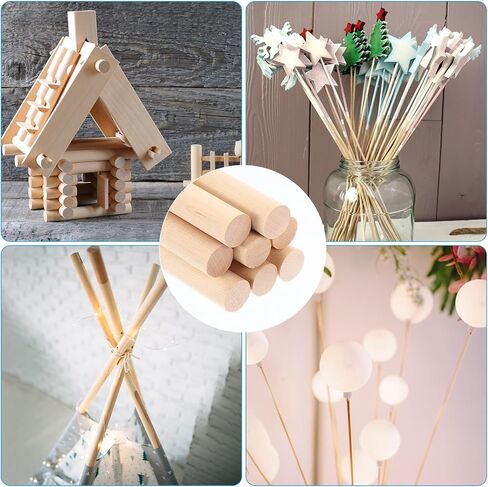 PATIKIL 7/9x5.91inch Wooden Dowel, 8 Pcs Dowel Rod Wood Dowels Wood Sticks Unfinished Round Hardwood for Crafts DIY Home Decor 20mm x 150mm in Saudi Arabia