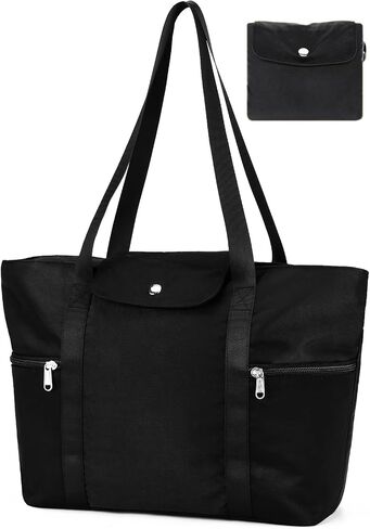 Women tote Bags for Work with Zipper 15.6 Laptop Compartment,Foldable Lightweight Shoulder Handbag for Office Travel in Saudi Arabia