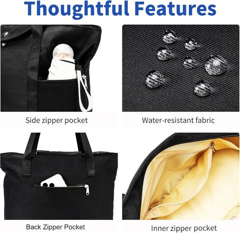 Women tote Bags for Work with Zipper 15.6 Laptop Compartment,Foldable Lightweight Shoulder Handbag for Office Travel in Saudi Arabia