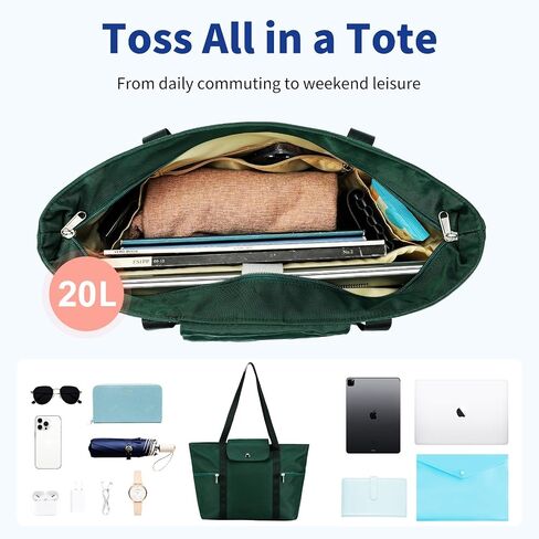 Women tote Bags for Work with Zipper 15.6 Laptop Compartment,Foldable Lightweight Shoulder Handbag for Office Travel in Saudi Arabia