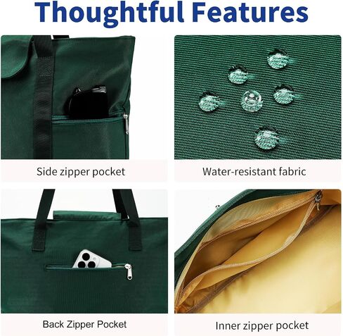 Women tote Bags for Work with Zipper 15.6 Laptop Compartment,Foldable Lightweight Shoulder Handbag for Office Travel in Saudi Arabia