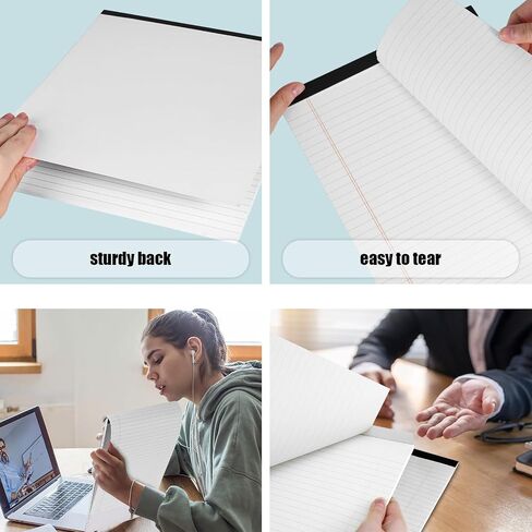 Koogel 4 Packs Legal Pads 8.5x11inch, 50 Sheets Wide Ruled Lined Perforated Notepads Writing Pads White Paper Pads for Student School Office in Kuwait