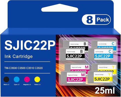 خرطوشة حبر BUEGOO SJIC22P متوافقة مع طابعة TM-C3500 C3500 C3510 C3520 | 8 عبوات in Kuwait