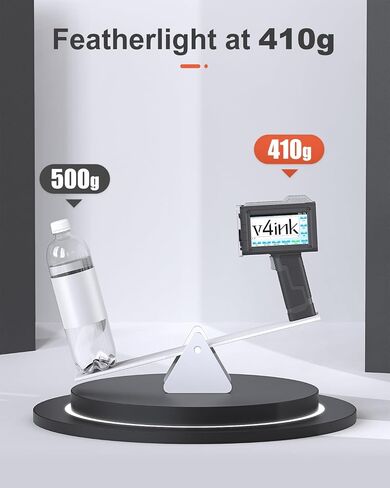 v4ink BT-HH6205B Handheld Inkjet Printer, 16H Endurance, 0.5in Print Height, Print Number Text Barcode QR-Code Logo Image on Clothes Carton Plastic Tube Glass Metal, Any Flat or Curved Surfaces in Kuwait