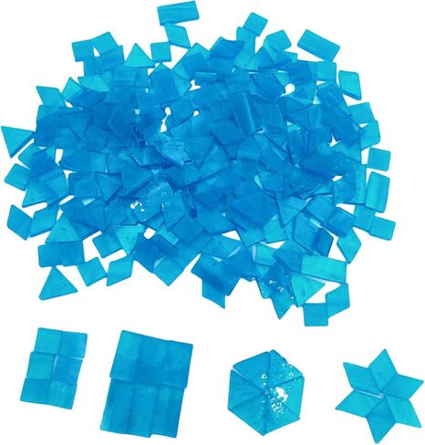 4 Shapes Mixed Stained Glass Mosaic Tiles for DIY Crafts,200PCS Rectangle/Triangle/Square/Diamond Transparent Mosaic Pieces for Art Crafts and Home Decoration (Navy Blue) in Saudi Arabia