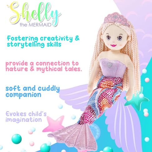 Ganz Girls Mermaid Doll Shelly with Pinkalicious and Aqua, The Mini-Mermaid Book w/Stickers & Gift Tag for Girls who Love Mermaid Adventures in Kuwait