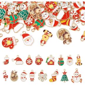 10pcs Enamel Gingerbread Man Charms Golden Alloy Enamel Christmas Pendants with Rhinestone 22x11mm for DIY Earrings Bracelets Necklaces Jewelry Crafts, Hole: 3mm…
