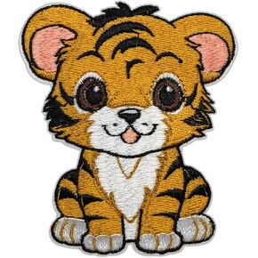 Cute Baby Tiger Patch – 3.5 inches, Colorful Joyful Tiger Iron On Patch – Embroidered Cub Patches Appliques for Children