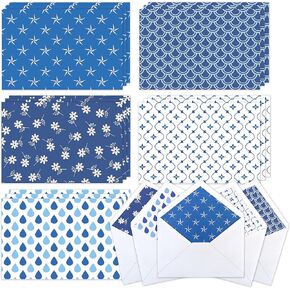 100 Thank You Cards with Envelopes and Stickers - 4 Unique Navy Blue Designs Bulk Blank Notes Luxury UV Printing for Business, Formal and All Occasions 4x6 Inch Blank Inside