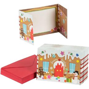 36 Pack Gingerbread House Merry Christmas Greeting Cards with Envelopes, Tri-Fold Holiday Cards (5 x 7 In)