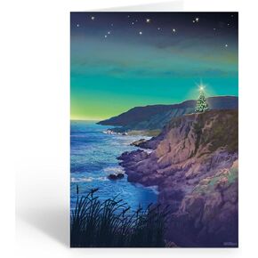 Stonehouse Collection | Coastal Christmas Tree Card | USA Made | 18 Boxed Holiday Cards & Envelopes (Standard)
