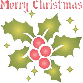 Stencils for Walls: Christmas Holly Stencil, 3.25 x 3.25 inch (S) - Scrapbooking Decor & Card