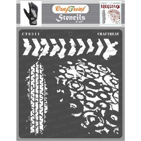 CrafTreat Reusable Texture Stencils for Painting on Wood, Canvas, Paper, Fabric, Floor, Wall and Tile - On Road - 6x6 Inches - DIY Art and Craft Stencils - Road Sign Stencils