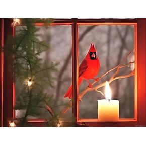 TUTUMAY21 Diamond Painting Kit, Diamond Art Kit, 5D Full Round Diamond Cardinal Bird Candle Diamond Painting for Adult, for Bedroom Wall Decor 30x40cm