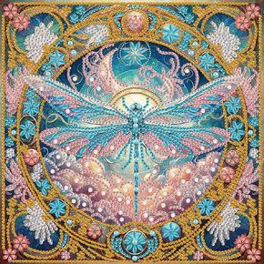 WSLWXSHM 5D Special Shape Diamond Art Kits for Beginners, Diamond Painting Kits for Adults, Crystal Rhinestones Diamond Painting for Home Wall Decoration Gift 12×12inch/30×30cm, Dragonfly