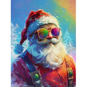 SKRYUIE 5D Christmas Diamond Painting Kits - DIY Diamond Art Kits for Adults Santa Claus, Full Round Drill - Crystal Embroidery Cross Stitch - Craft for Wall & Office Decor - 12x16 Inch k8