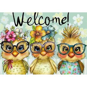 Lxmsja Cute Little Chicks Acrylic Full Drill Diamond Art Kits for Adults 16x12 inch