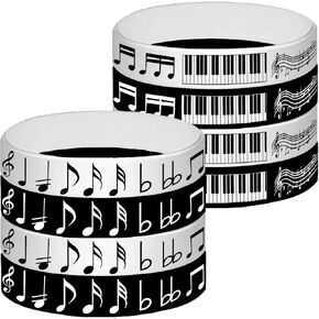 CupaPlay 48PCS Piano Notes Rubber Bracelets Silicone Wristbands Party Supplies -Piano Notes Theme Party Decorations Music Birthday Baby Shower Party Favors