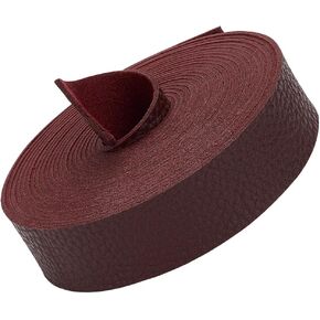 HOBBIESAY 4.37Yards 1 inch Wide Flat Leather Straps Roll Belt Wrap Lychee Pattern Dark Red Leather Lace Strips for DIY Craft Projects Pet Collars Belts Keychains Jewelry Leather Watch