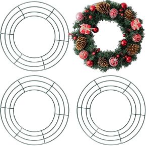 TIHOOD 3PCS 10" Wire Wreath Frames Green Christmas Metal Round Wreath Form Wire Frames for Floral Arrangements Craft DIY Thanksgiving Autumn Christmas Wreath Supplies