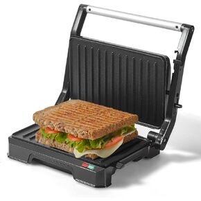 UVFAST Panini Press Grill Sandwich Maker, Electric Panini Sandwich Maker Grill,Open 180 Degrees for Grill Indoor,Perfect for Grilling Steaks,Burger,Sandwich,Non-stick Pan,Black