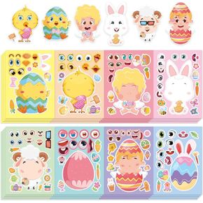32 Sheets Christmas Stickers Class Christmas Gifts for Students, Christmas Crafts for Kids Make a Face Stickers, Holiday Party Favors Make Your Own Christmas Party Game (Christmas)