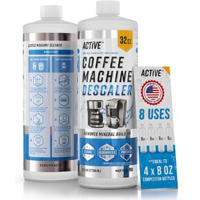 Coffee Machine Descaler Descaling Solution - 32oz (8 Uses) Compatible with Keurig, Nespresso, Breville, Delonghi, Jura, Ninja - Espresso Coffee Maker Cleaner, Coffee Pot Cleaning Limescale Remover