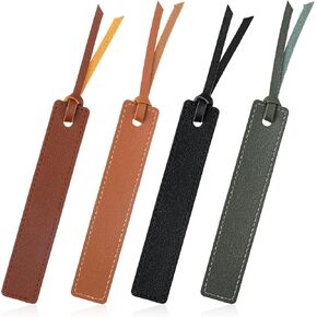 4 Pcs Leather Bookmark Classic Stitched Bookmark Pagemarker for Bookworms with Leather Rope Accessory for Readers Writers Page Markers Reading for Unsex Book Lovers, Readers, Leather Book Marks