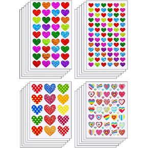 24 Sheets Small Heart Stickers for Kids, 1200pcs Tiny Self Adhesive Valentine's Day Heart Sticker, Gilter Love Sticker for Craft Supplies Greeting Cards Scrapbooking, Kid Classroom Gifts