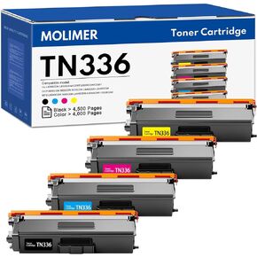 TN336 TN-336 Toner Cartridges 4 Pack: Replacement for Brother TN336BK TN-336 TN331 Toner Compatible with HL-L8250CDN L8350CDW L9200CDW MFC-L8600CDW L8850CDW L9550CDW (Black Cyan Magenta Yellow,4 Pack)