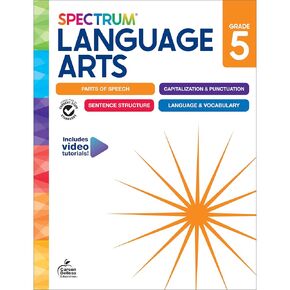 Spectrum Language Arts 5th Grade Workbook, ELA Books for Kids Ages 10-11 Covering Parts of Speech, Vocabulary, English Grammar, Sentence Structure, and More, Classroom or Homeschool Curriculum