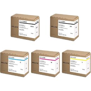 PFI-310 Ink Tank (MBK/BK/C/M/Y, 330ml) Replacement for Canon PFI310 PFI-310MBK PFI-310BK PFI-310C PFI-310M PFI-310Y Ink Cartridge for ImagePROGRAF TX-2000 TX-3000 TX-4000 Printer, 5-Pack
