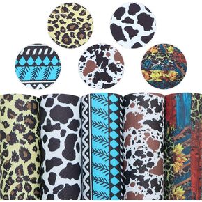 David accessories Donuts Cross Pattern Printed Synthetic Leather Fabric Sheets 5Pcs 7.7"x12.9"(Approx 20cm x 33cm) for DIY Bows Earrings Making Crafts (Donuts)